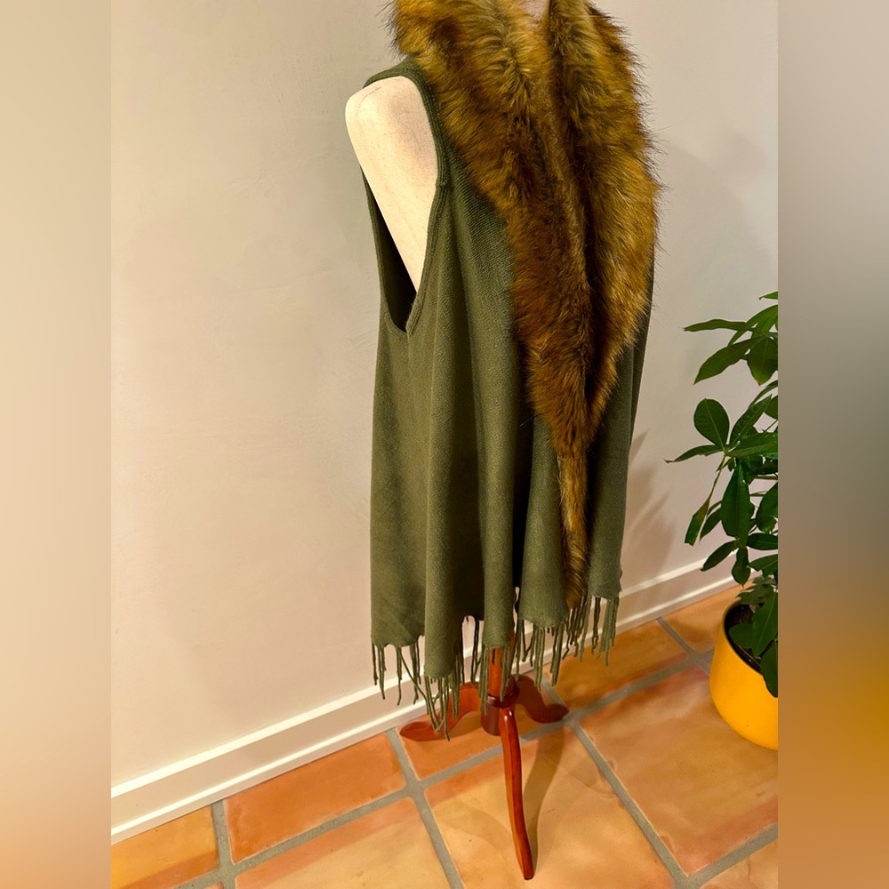 NWT faux fur fringe vest